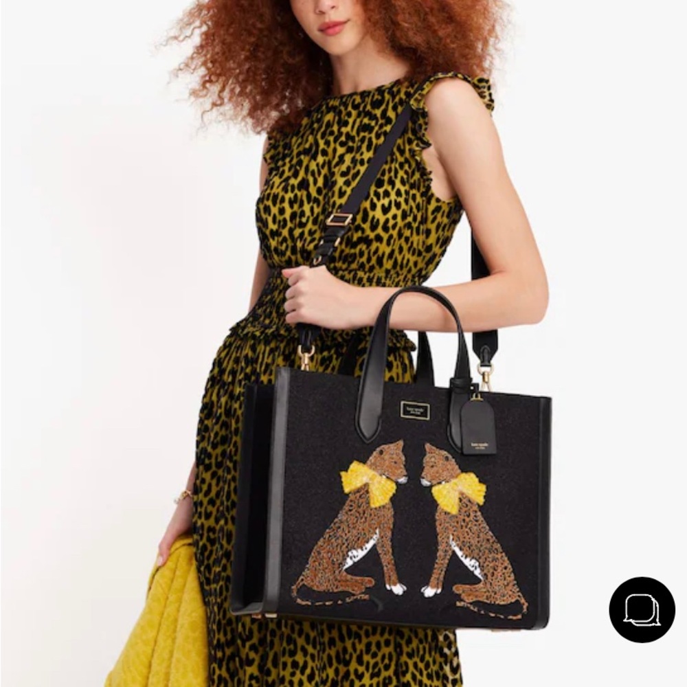 Manhattan Lady Leopard Embroidered Large Tote